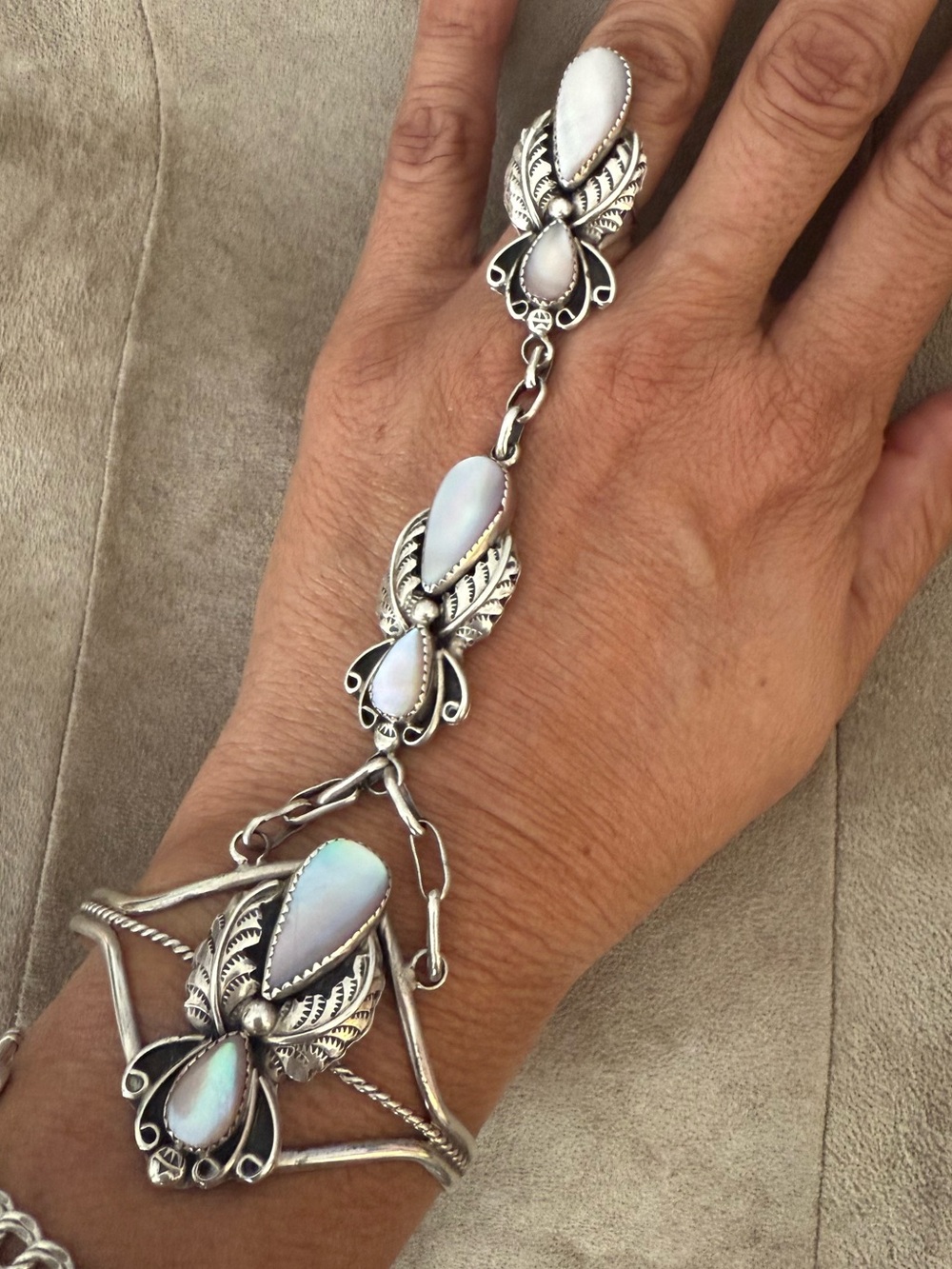 HBZ cuff and ring Mother of Pearl- ELAGANT - Picture 3 of 5